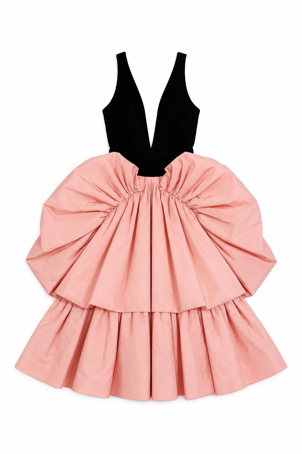 Black velvet and pink taffeta gown