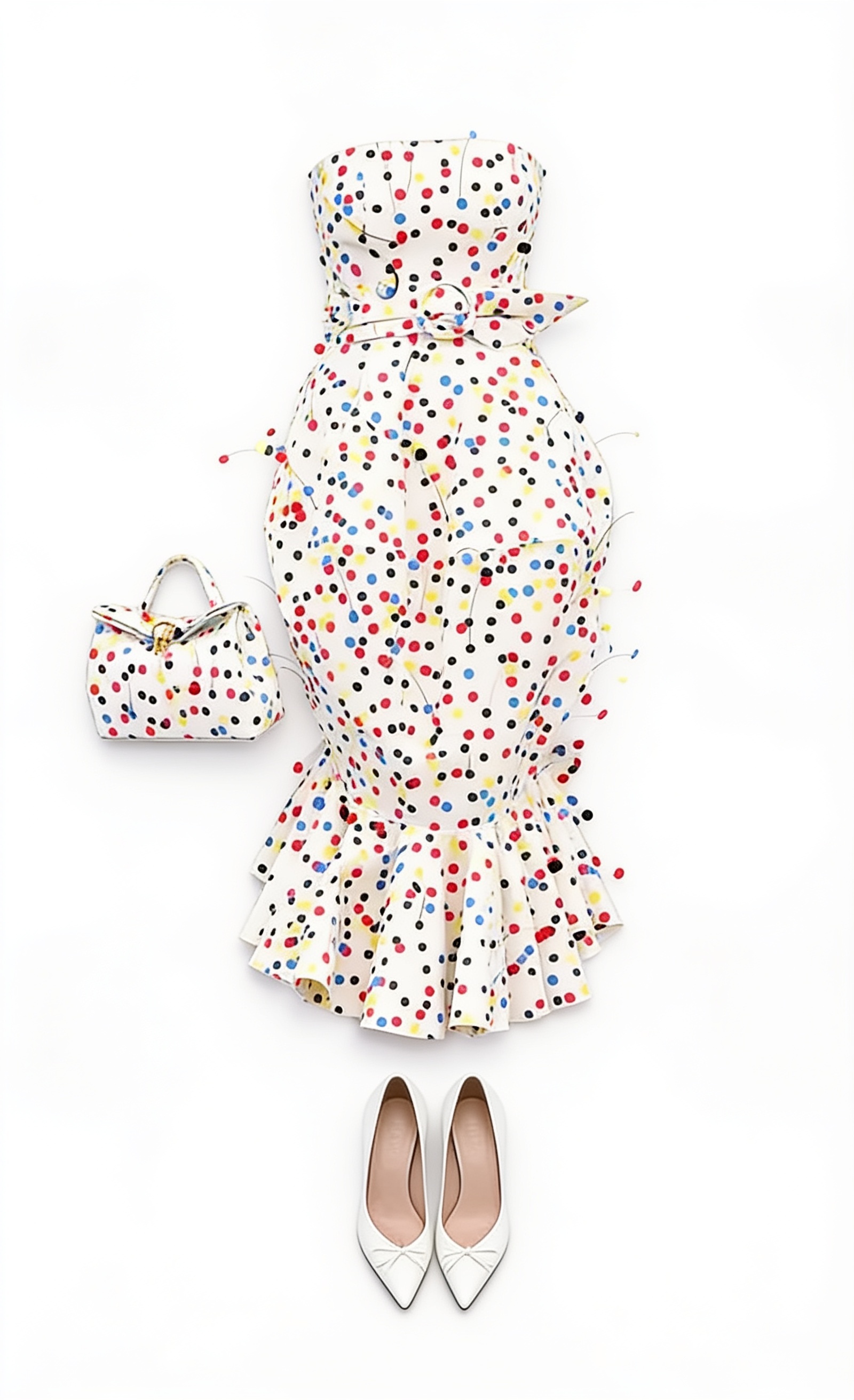 White floral ruffle-hem midi dress