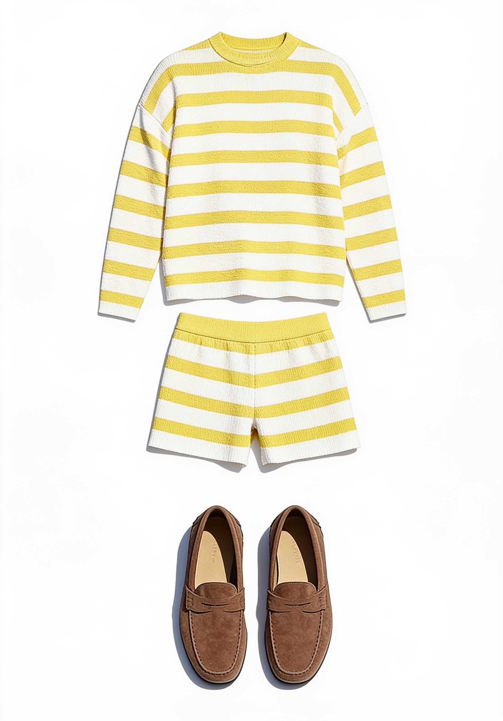 Yellow striped sweater and matching shorts