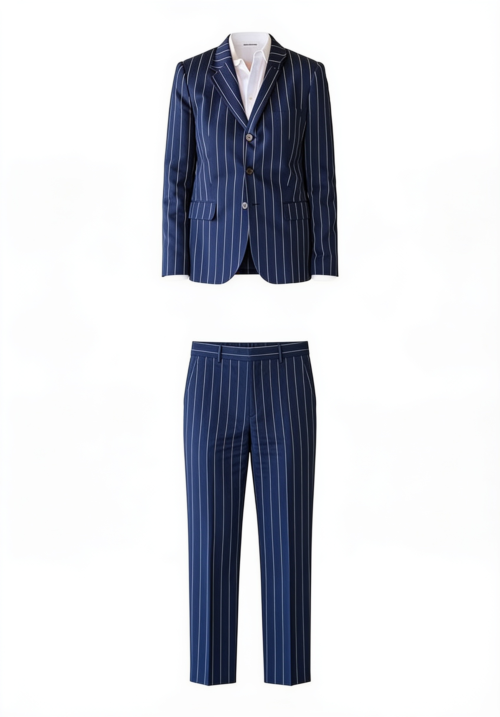 Navy pinstripe tailored suit