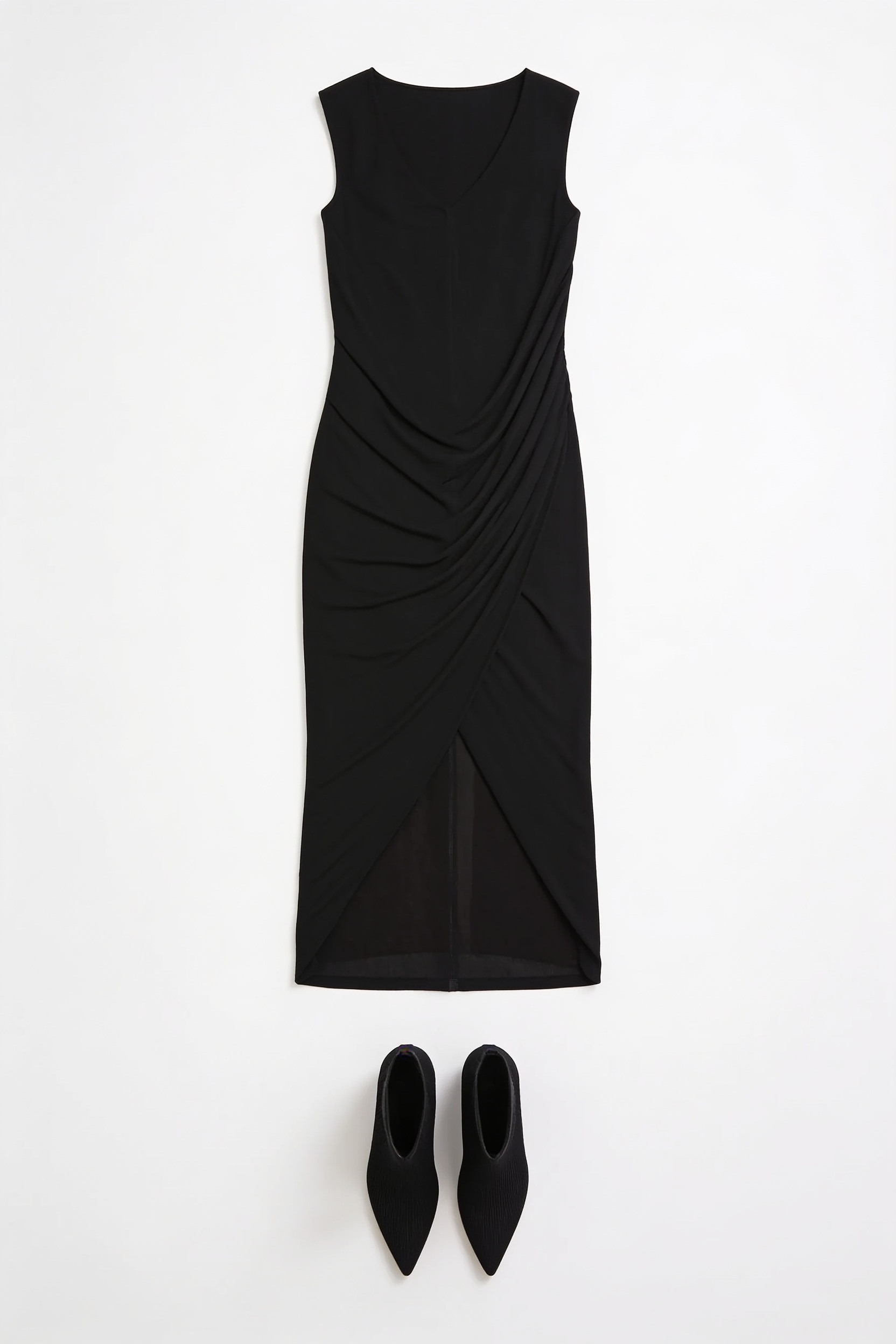 Black sculpted column gown