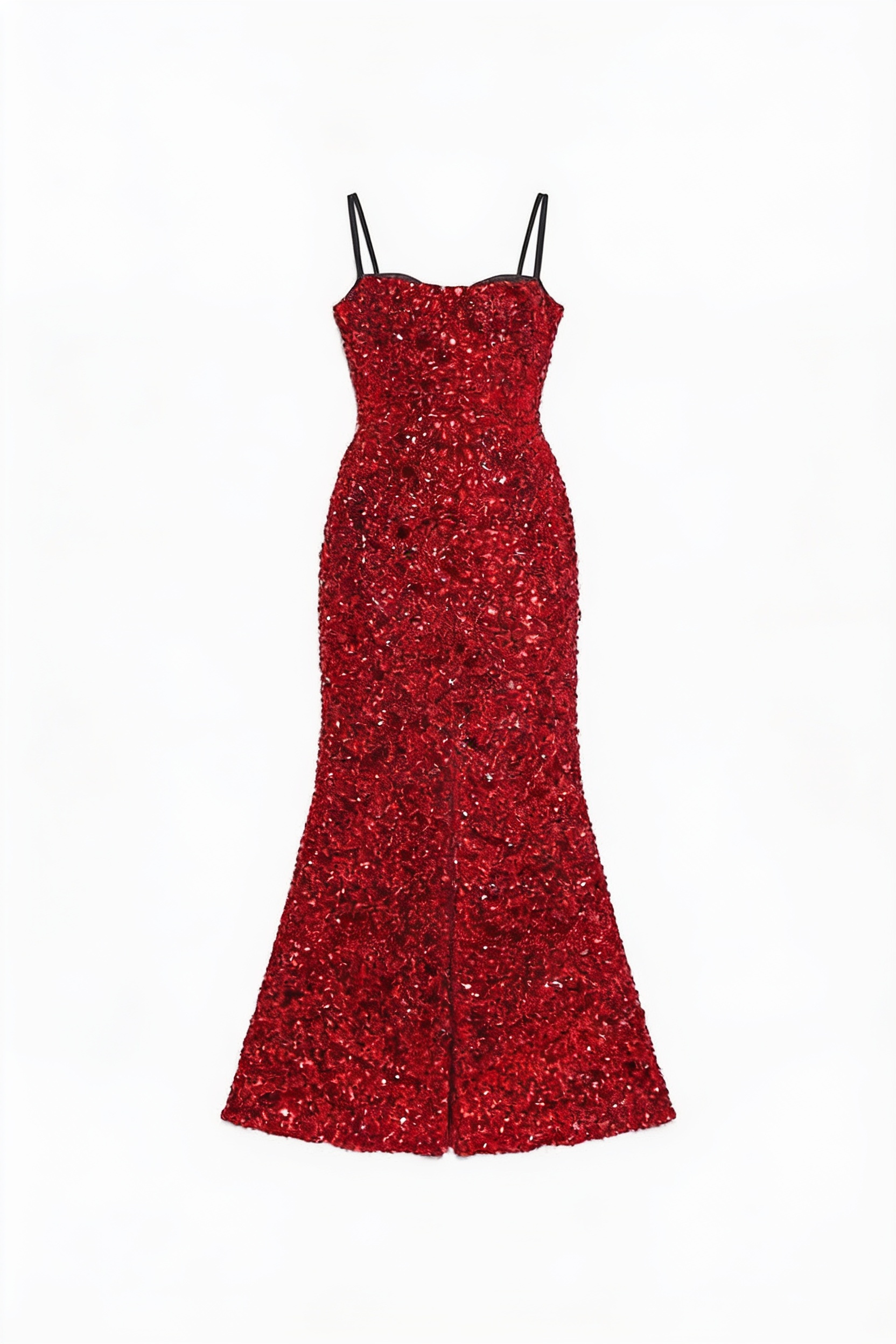 Red sequin sleeveless column dress