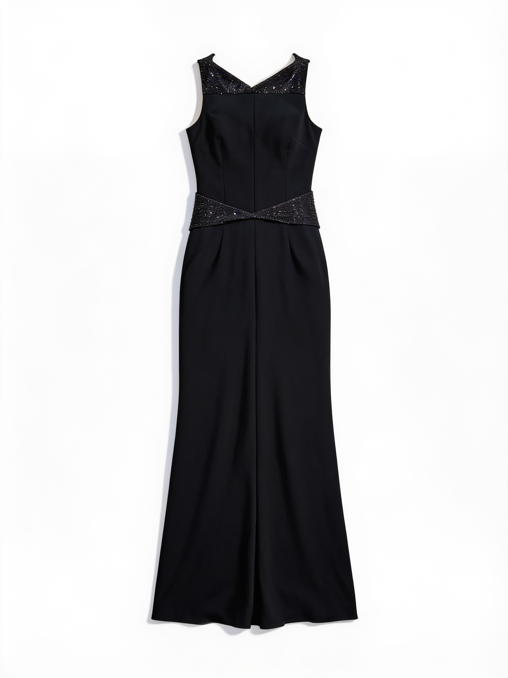 Black sleeveless column gown