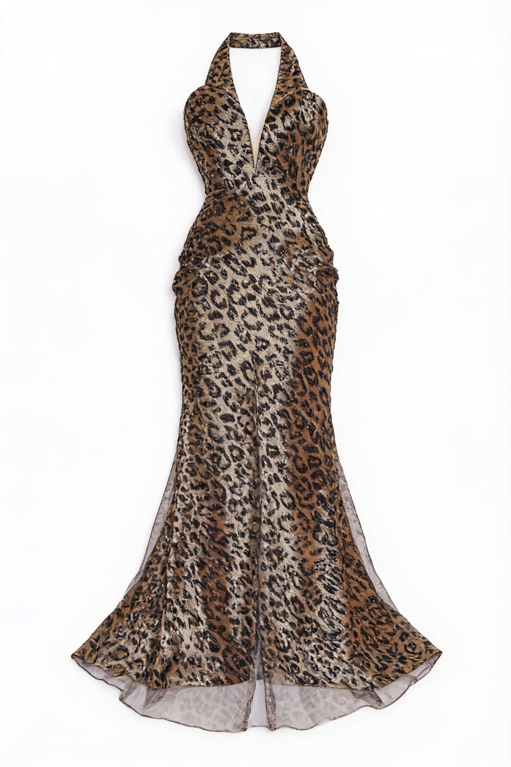Leopard halter-neck gown