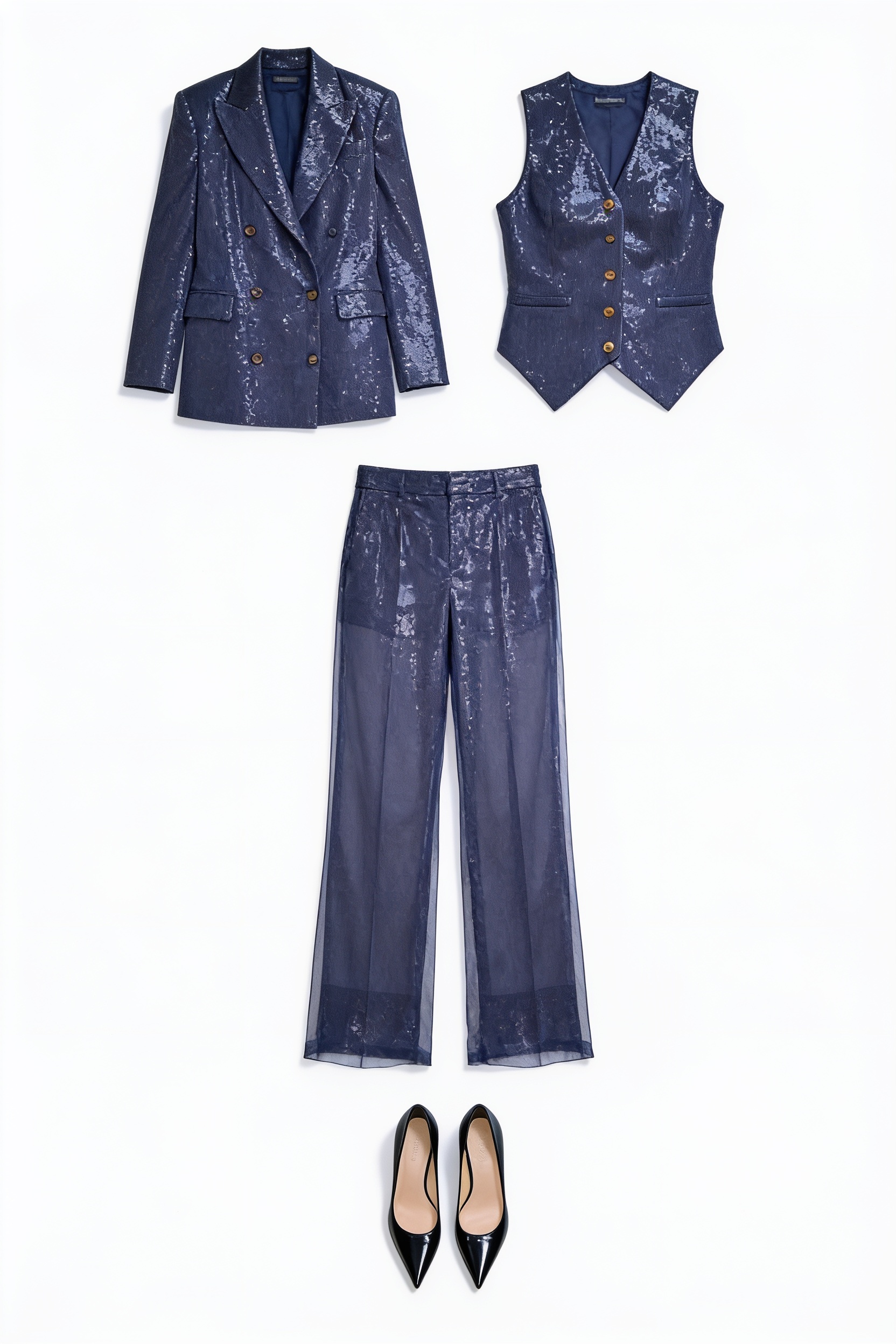 Navy sequined tailored suit