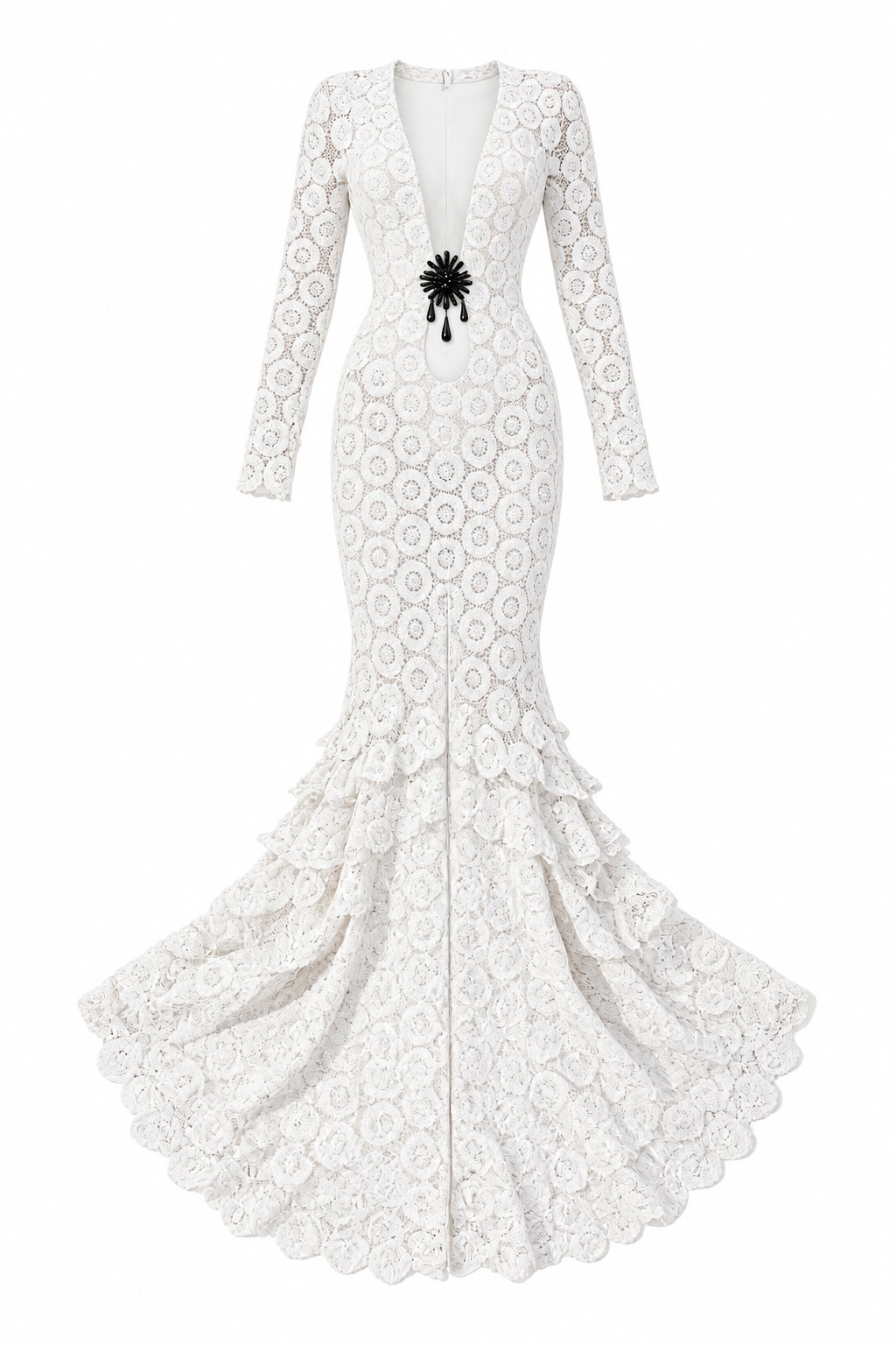 White lace plunge gown