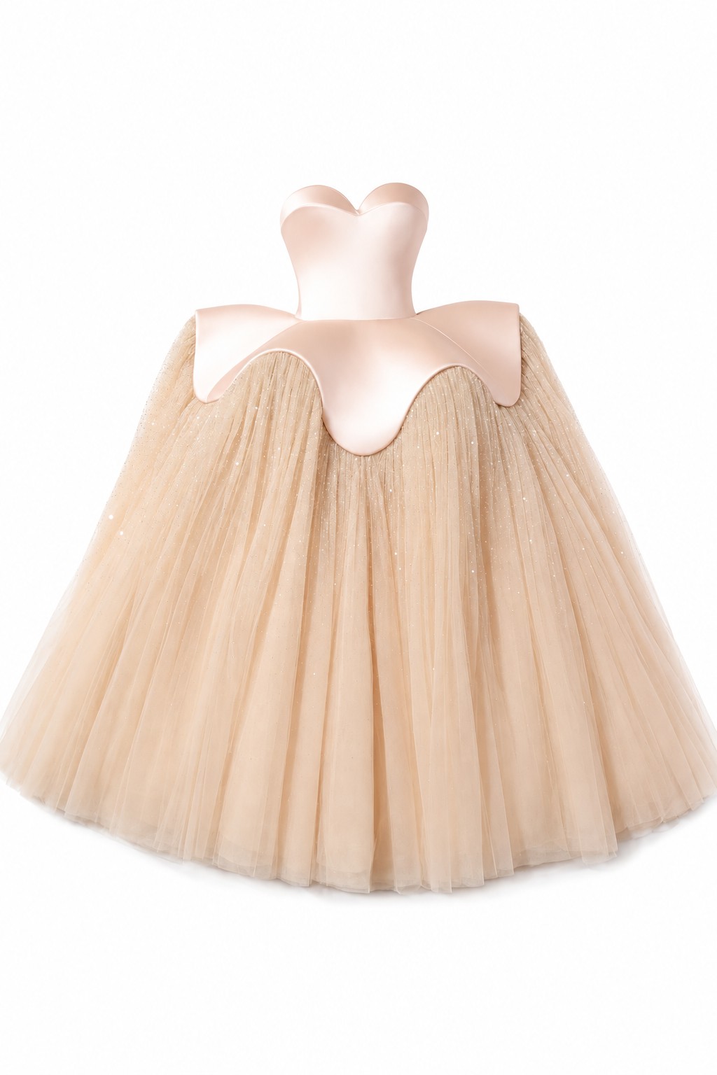 Blush sculptural peplum gown