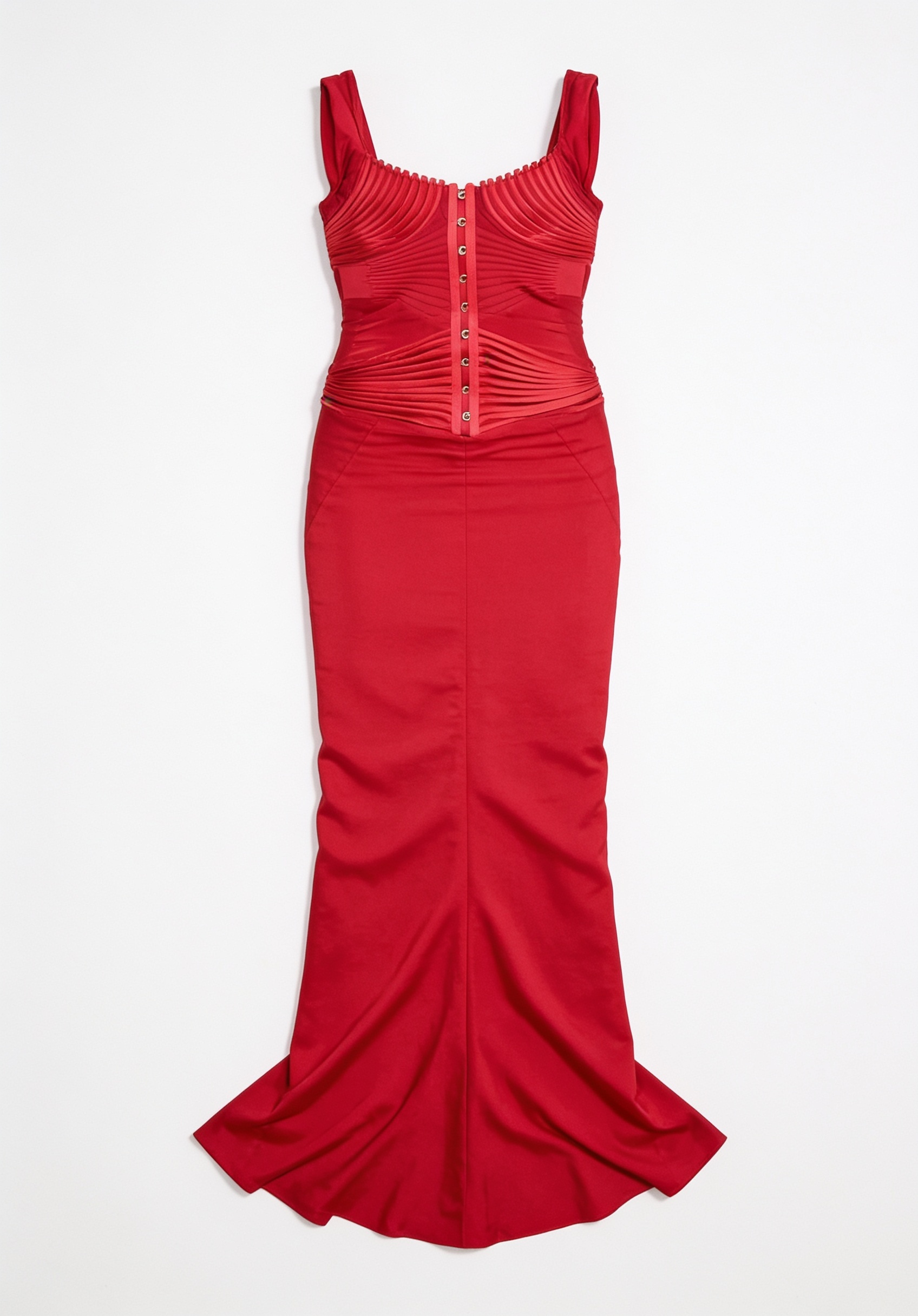 Red fitted sleeveless gown