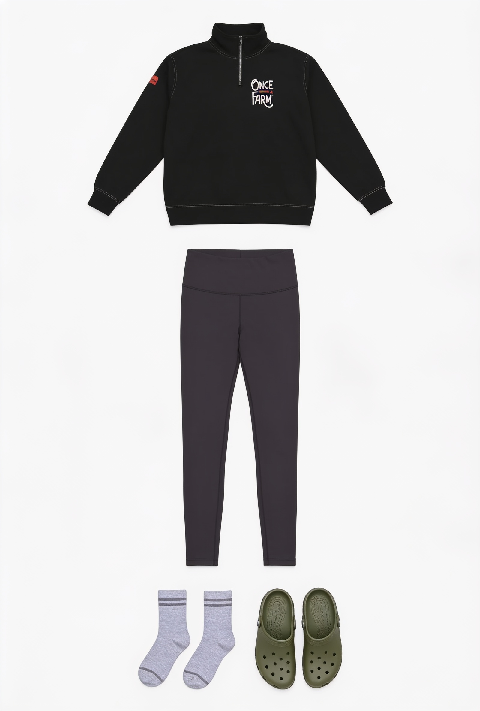 Black quarter-zip and leggings