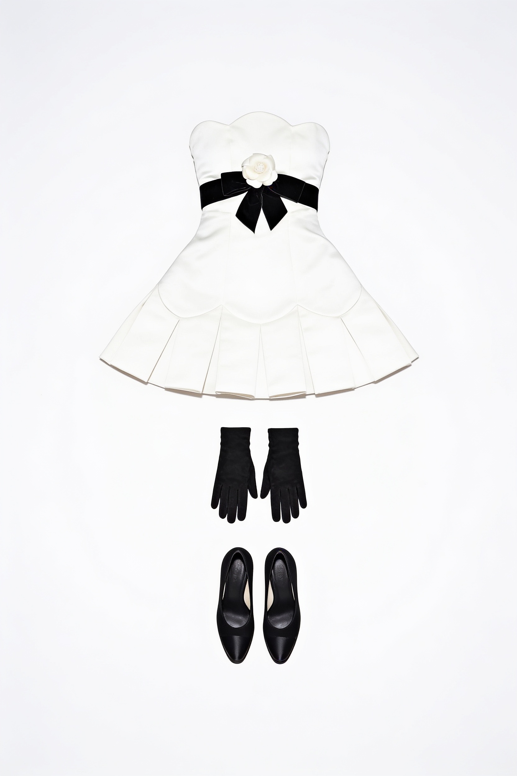 White strapless bow mini dress