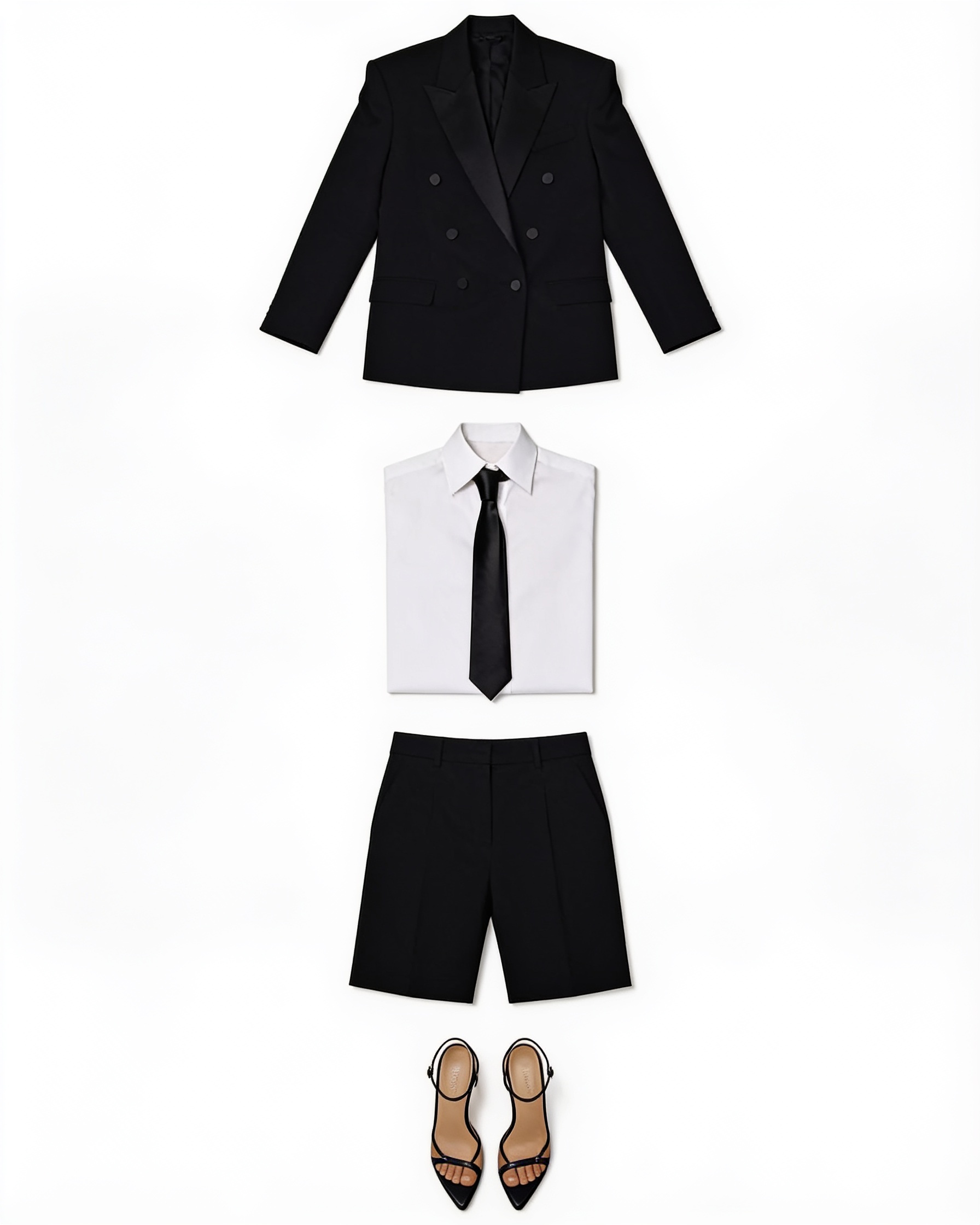 Black oversized blazer and tailored shorts