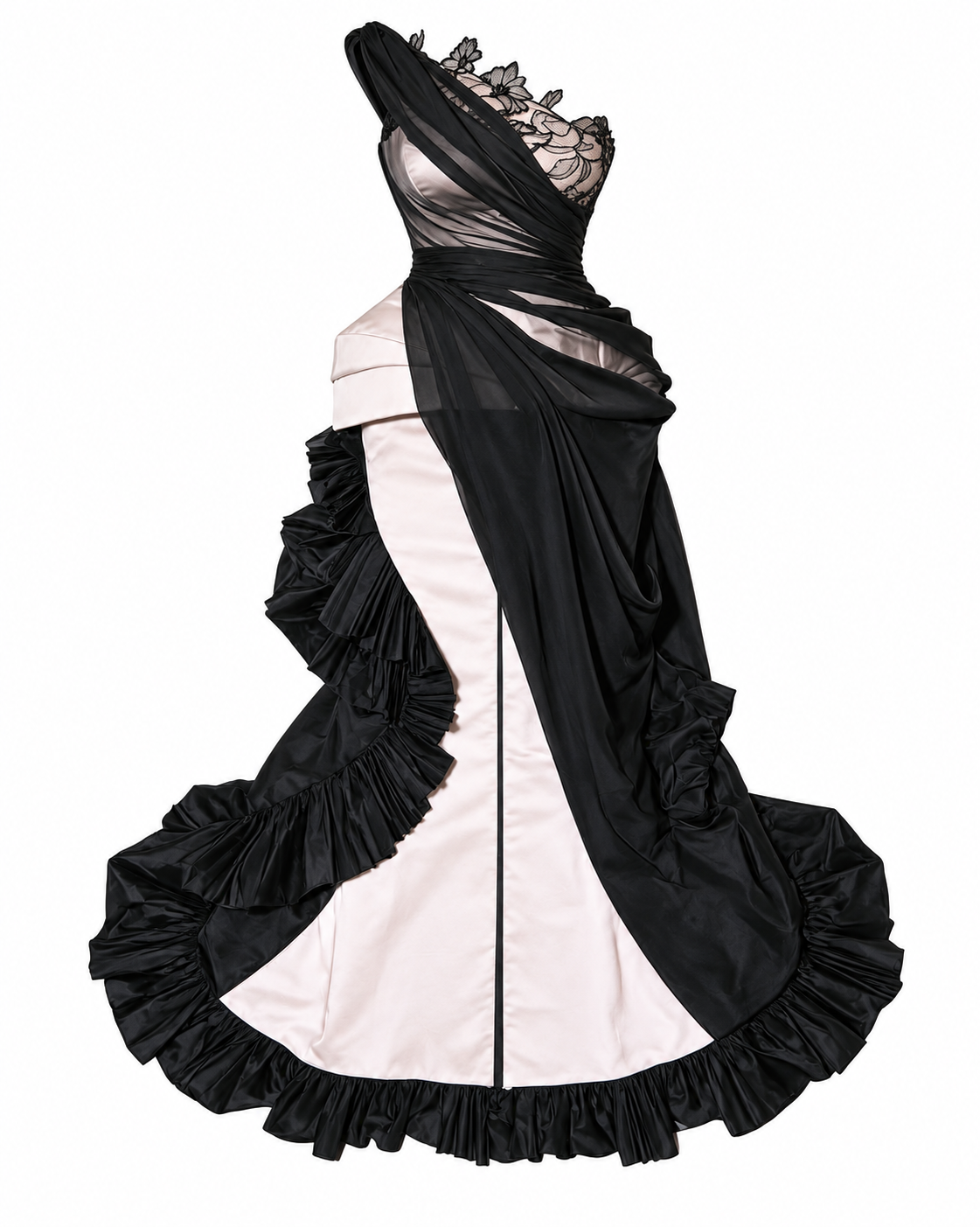 Black asymmetric lace dress