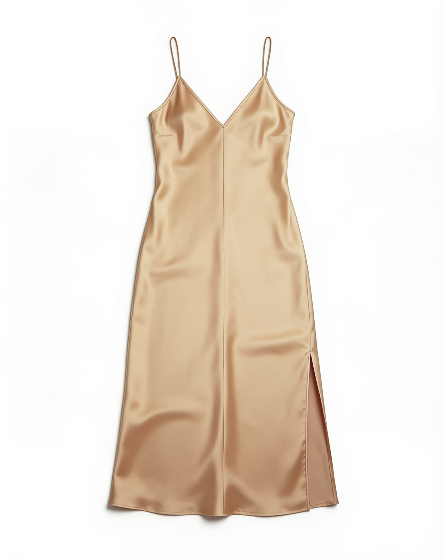 Gold satin slip dress