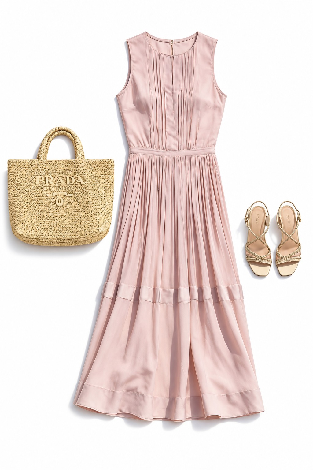 Blush halter dress and heeled sandals
