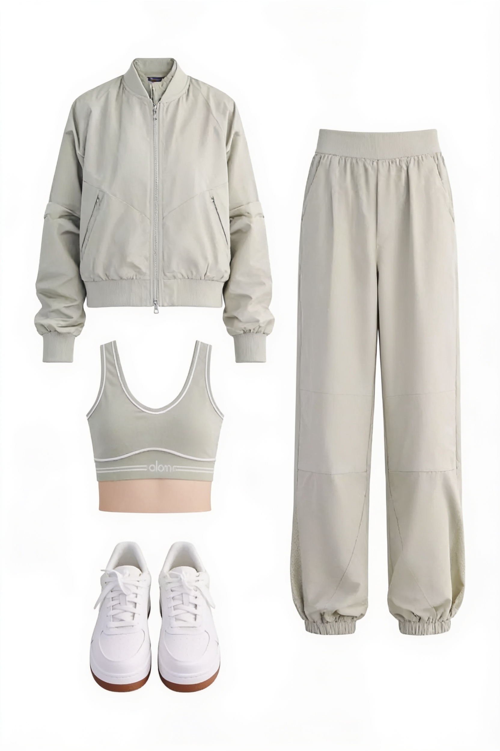 Sage zip jacket and relaxed trousers