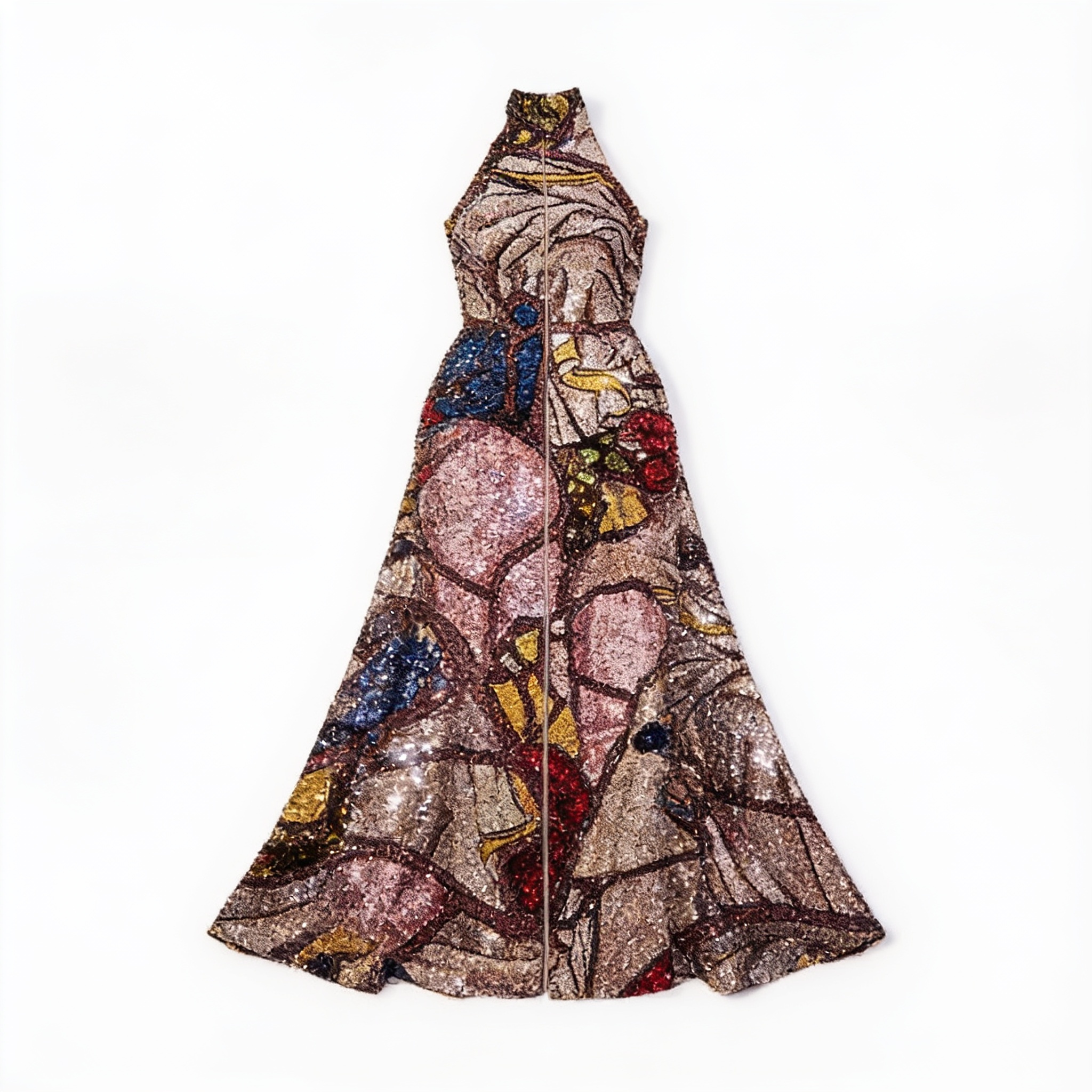 Multicolour patterned halter gown