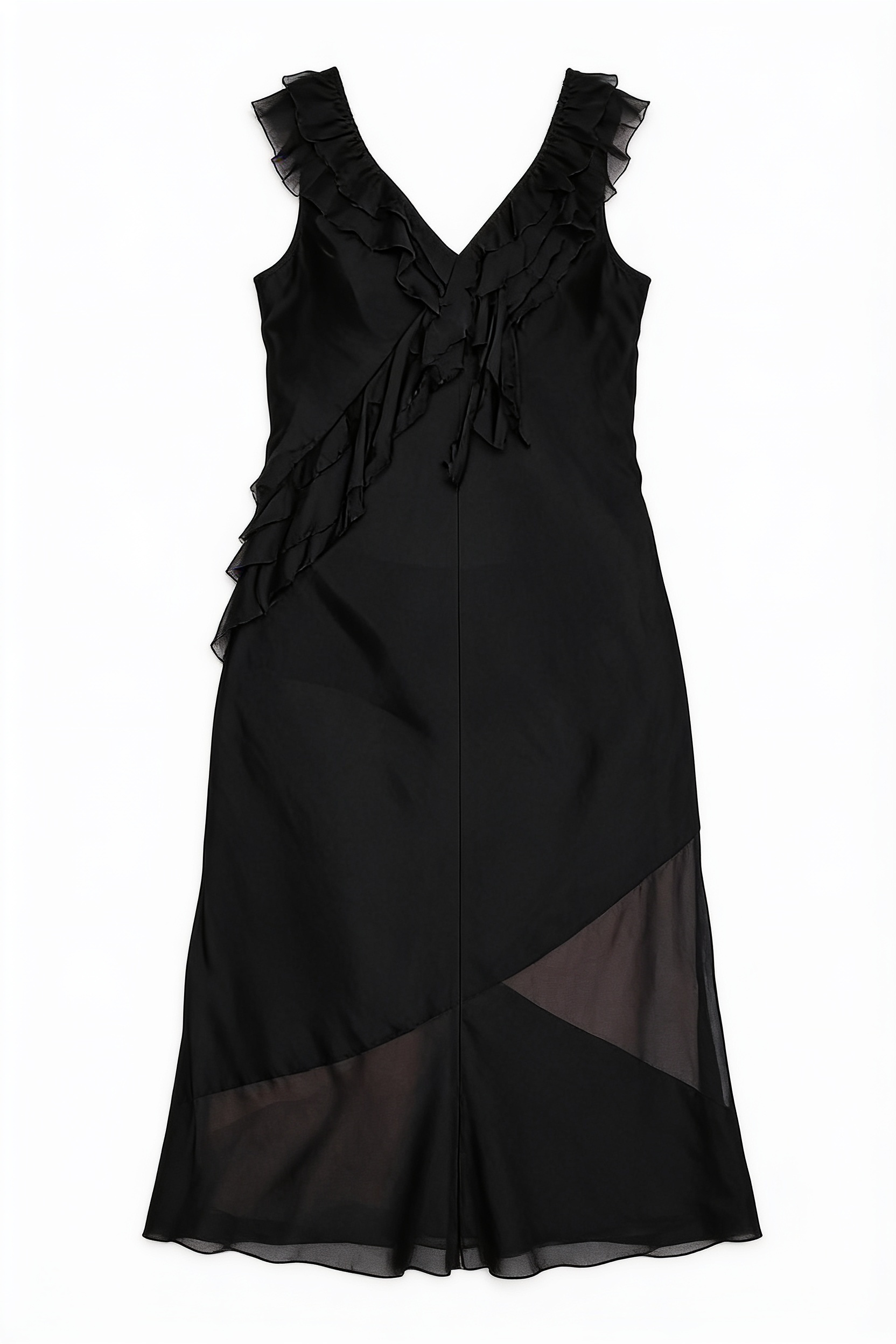 Black lace-trim slip dress