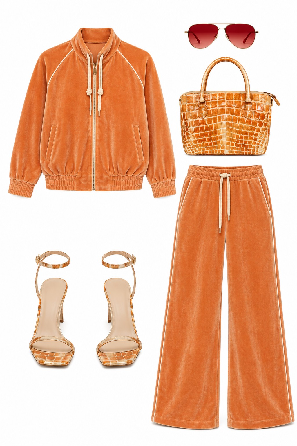 Orange velour tracksuit