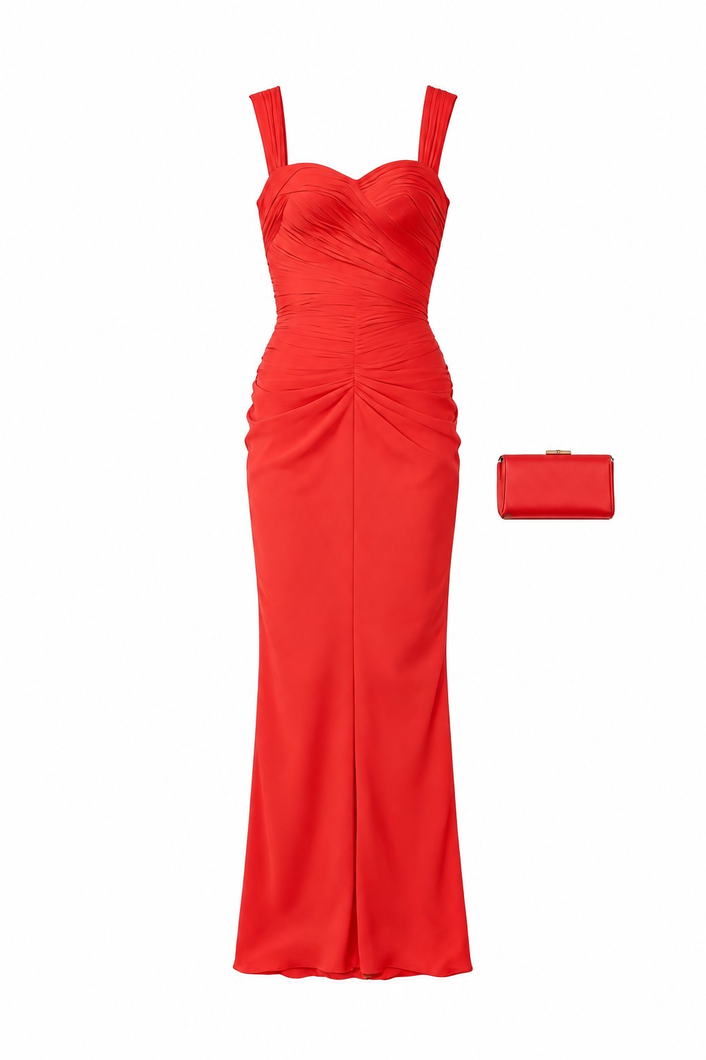 Red ruched mermaid gown