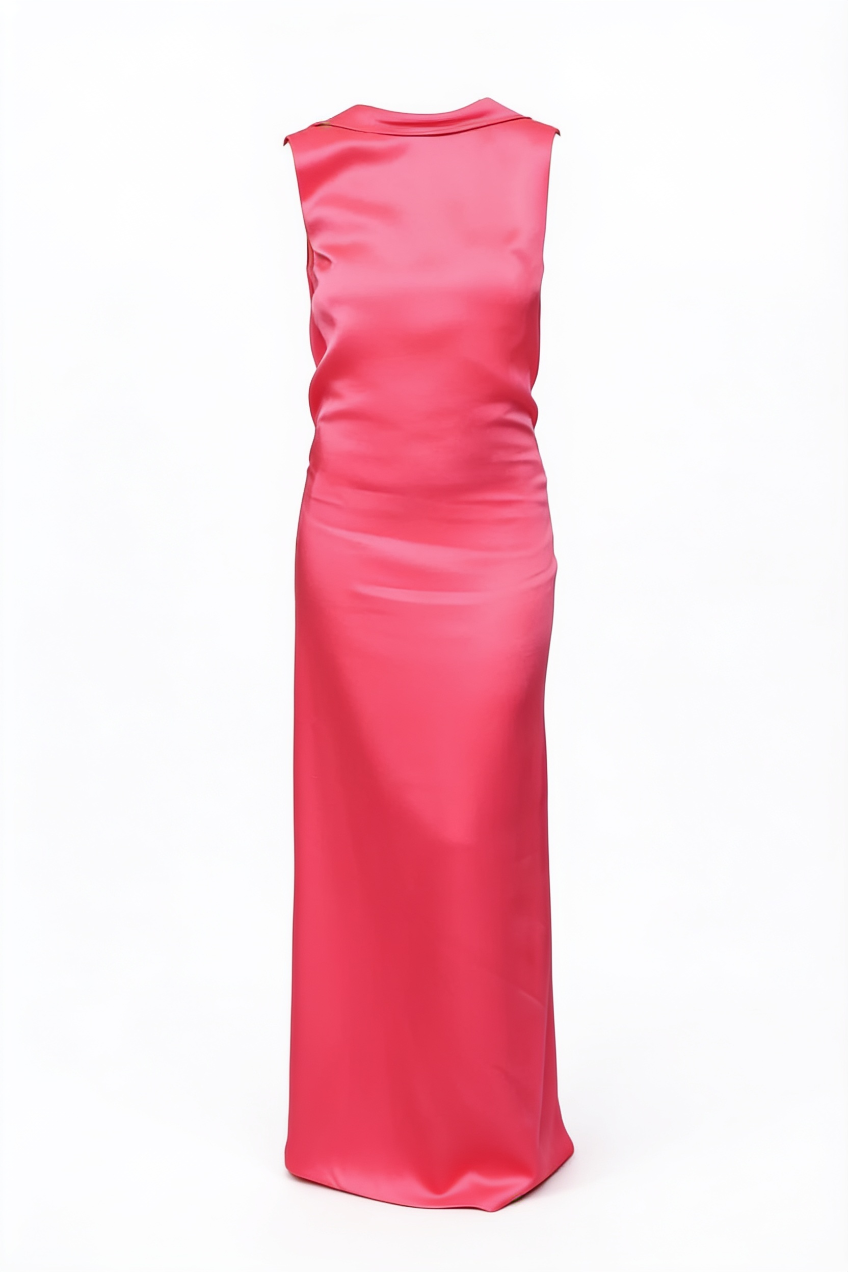 Hot pink sleeveless column gown
