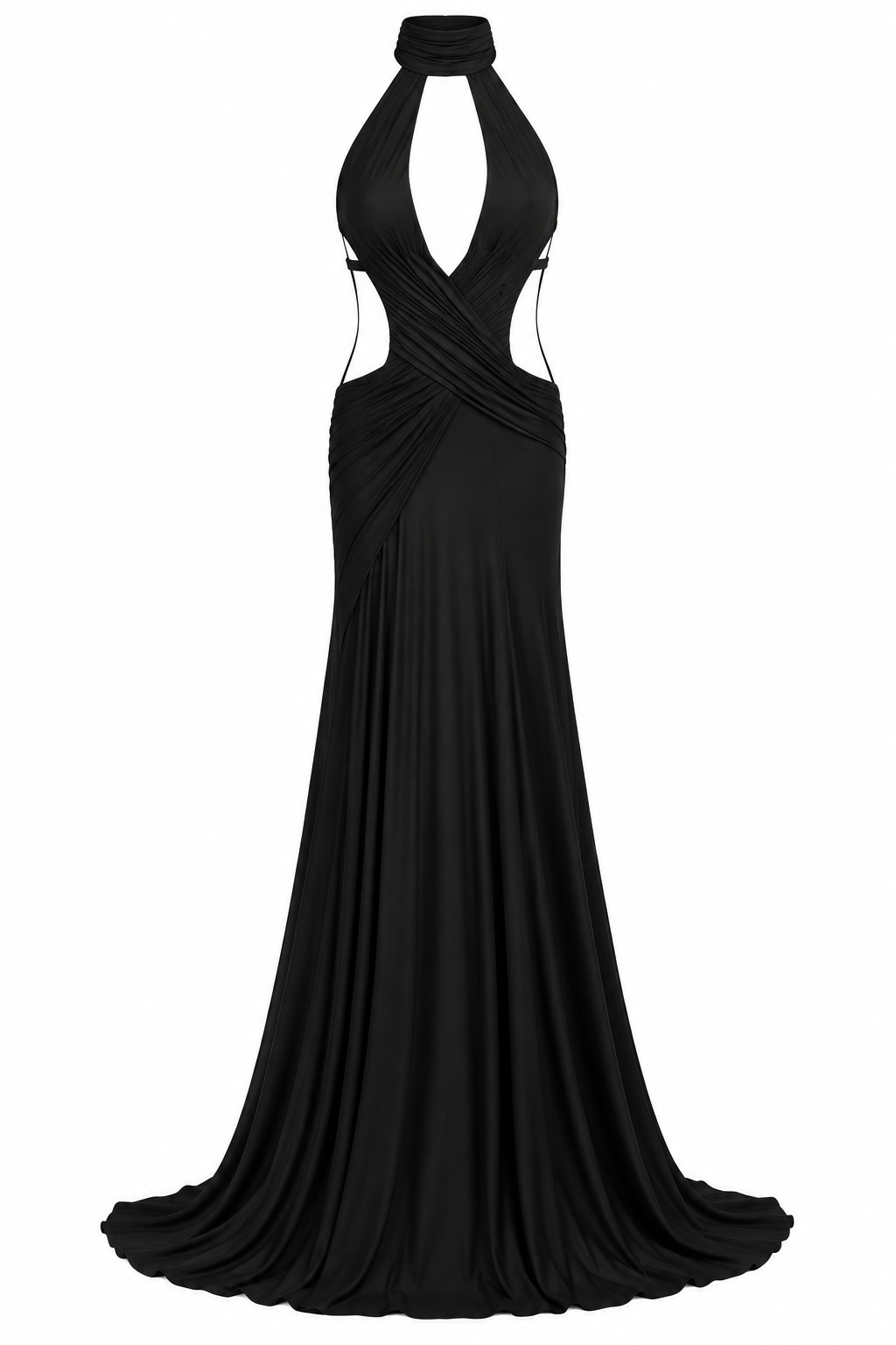 Black cutout halter gown