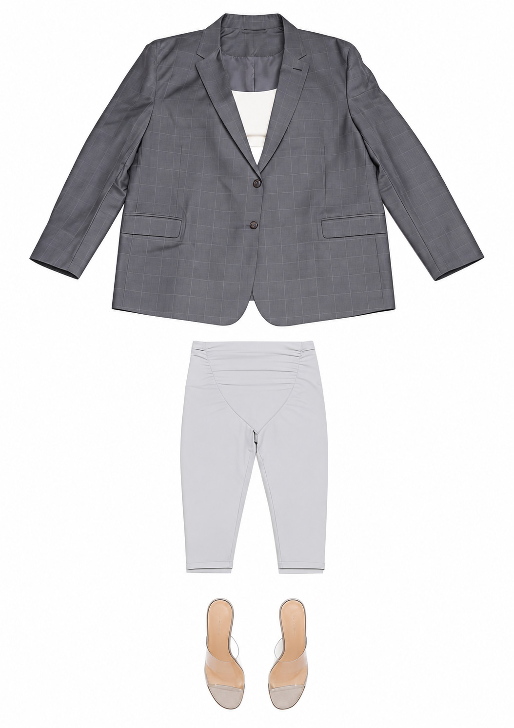 Grey blazer and fitted shorts co-ord