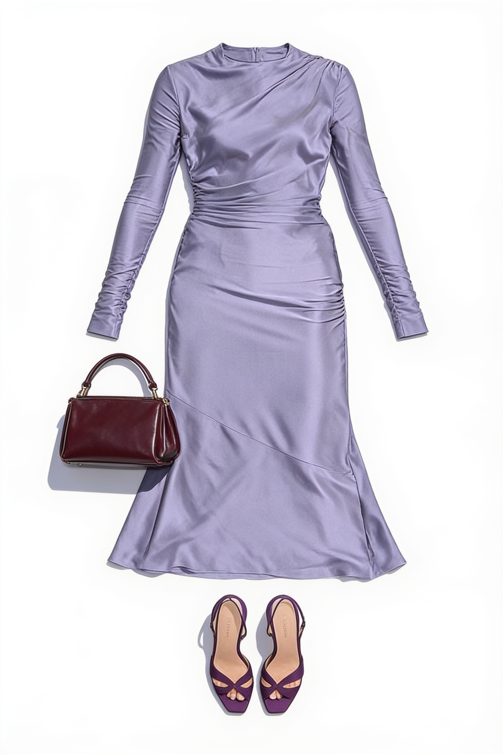 Lavender long-sleeve midi dress