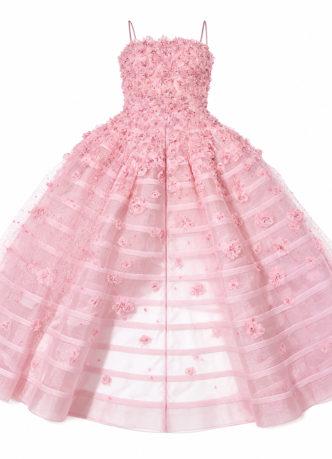 Pink floral tulle gown