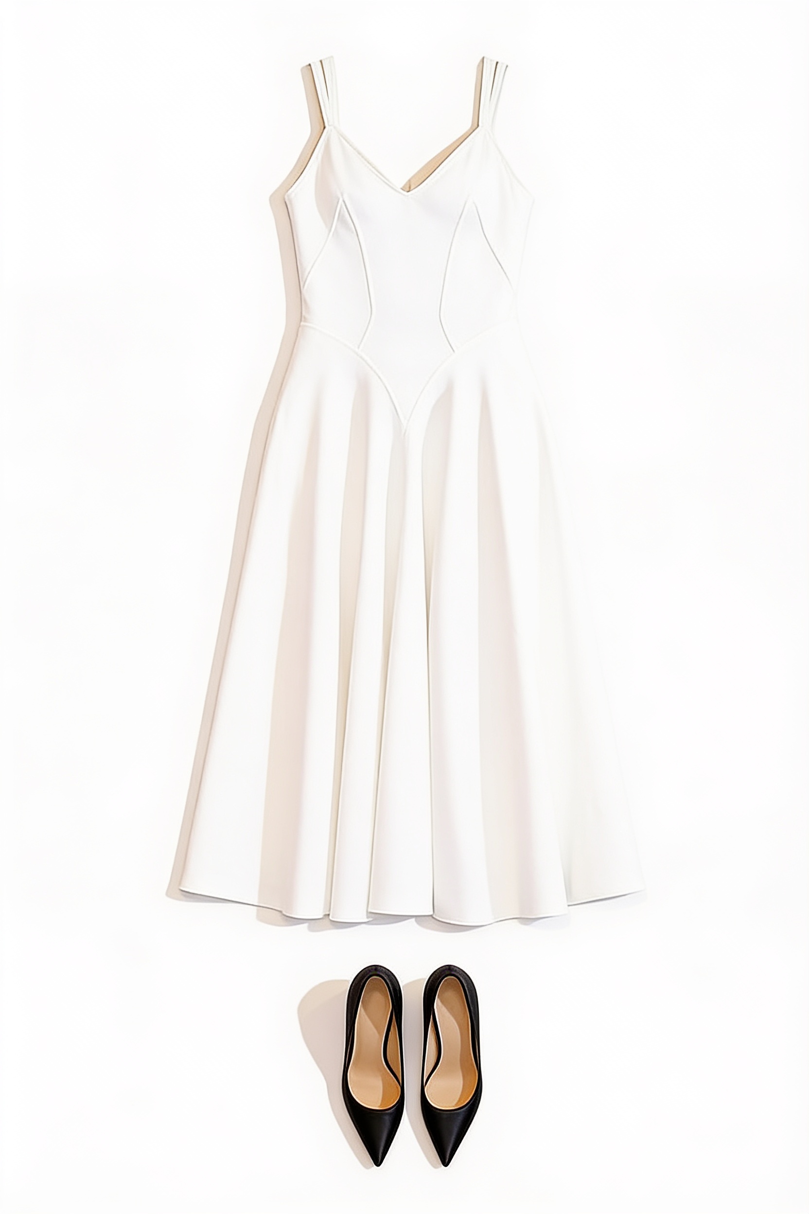 White V-neck midi dress