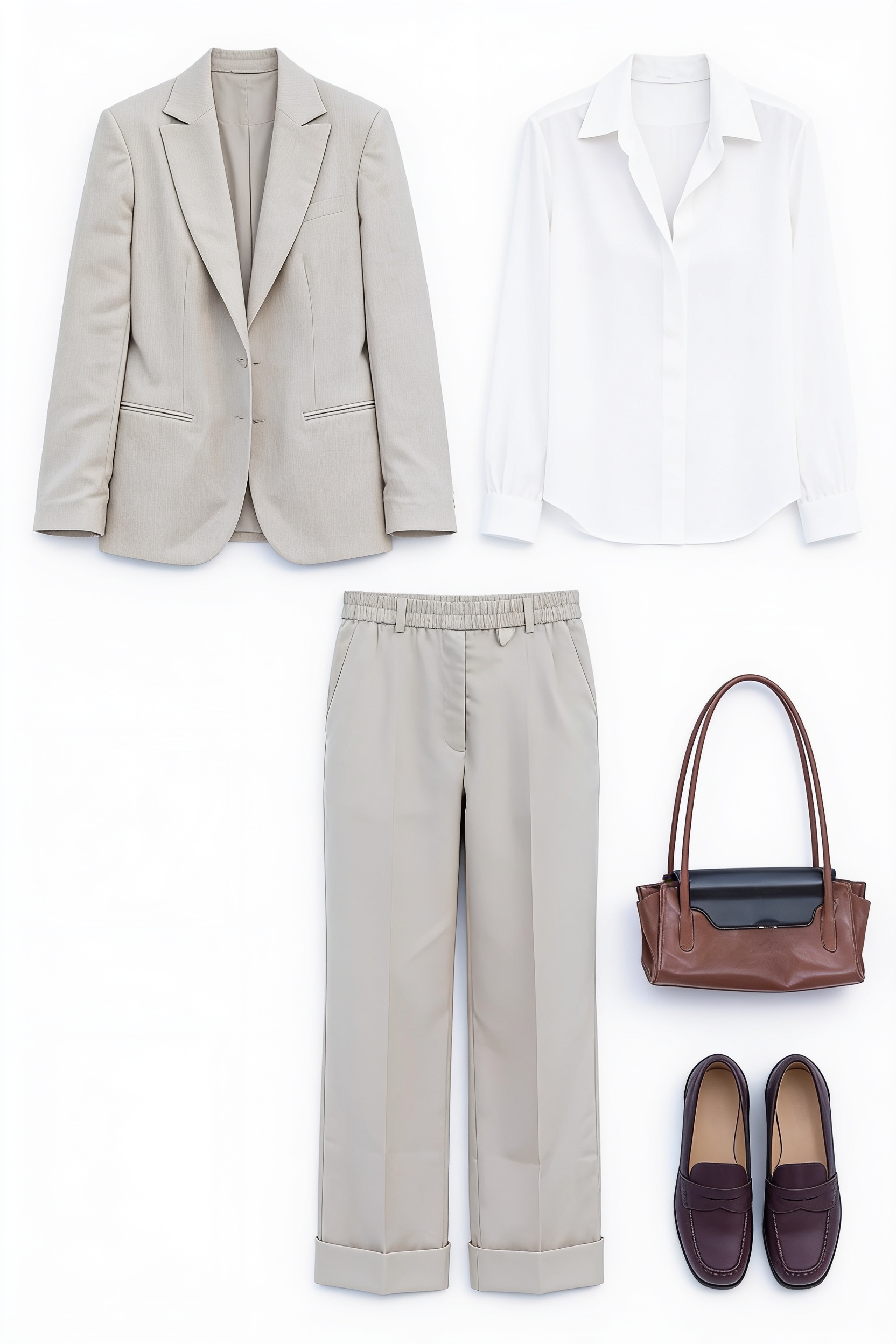 Beige linen trouser suit