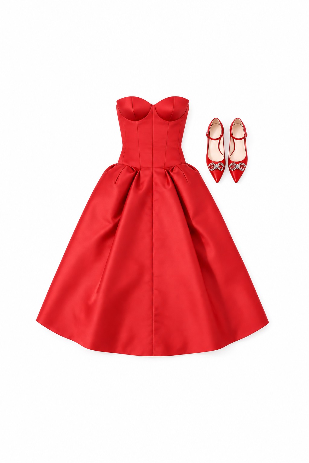 Red corset midi dress